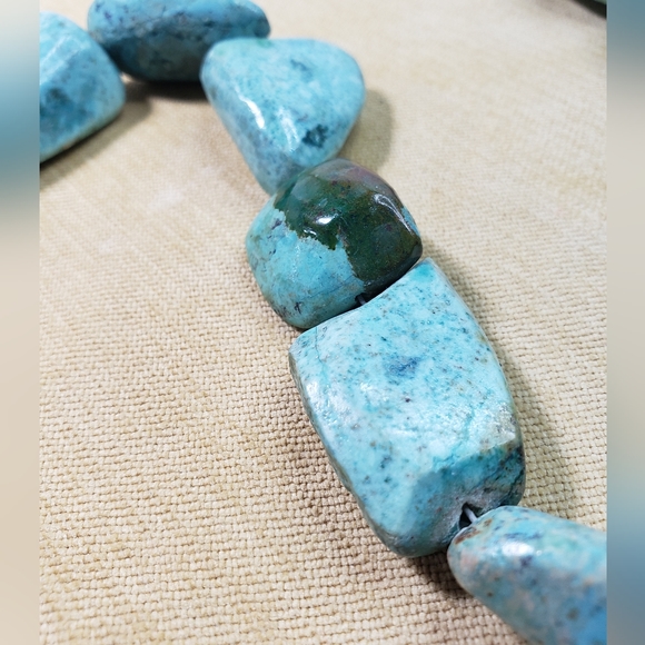 Chunky Turquoise and Sterling Silver Necklace - Picture 4 of 11